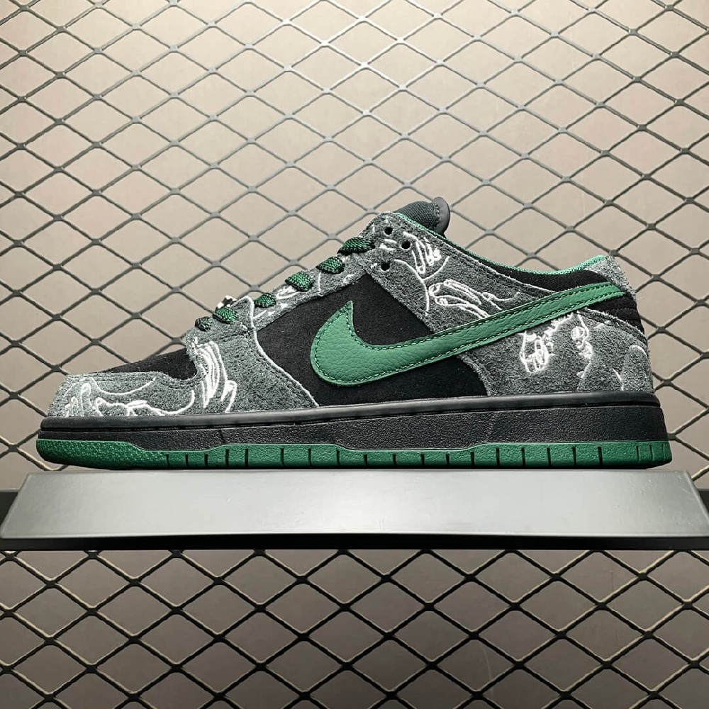 There Skateboards x NK SB Dunk Low 黑绿 联名款低帮休闲板鞋